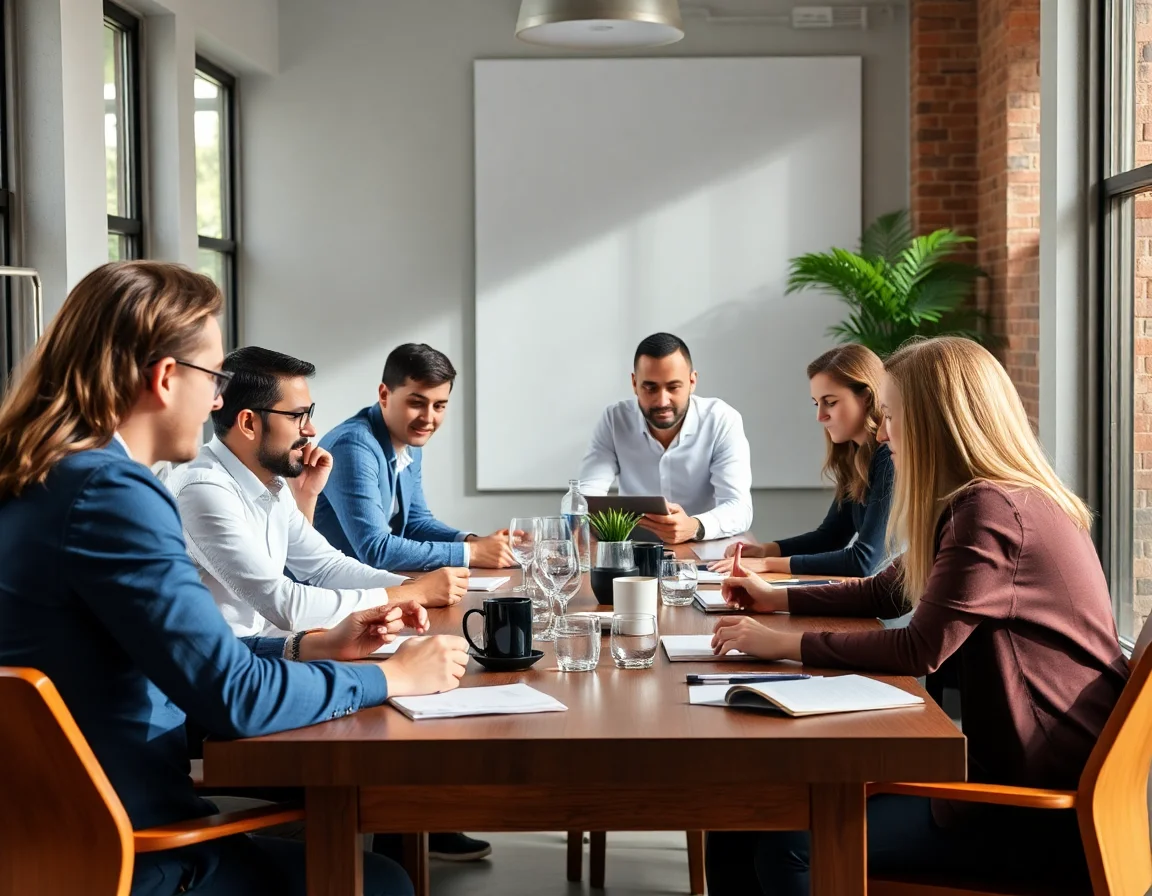 Diverse team of professionals collaborating around a table
